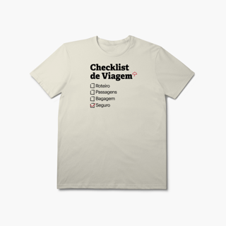 Nome do produto Checklist de Viagem com Seguro Viagem (T-Shirt Prime)