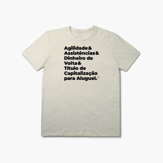 Nome do produto Título de Capitalização para Aluguel - Agilidade, Assistência e Dinheiro de Volta (T-Shirt Prime)