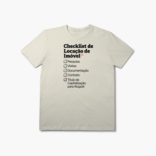 Nome do produto Checklist de Locação de Imóvel com Título de Capitalização para Aluguel (T-Shirt Prime)