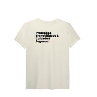Nome do produto Seguros - Tranquilidade, Cuidado e Proteção (T-Shirt Algodão Pima)