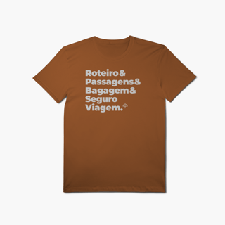 Nome do produto Seguro Viagem - Roteiro, Passagens e Bagagem (T-Shirt Algodão Pima)