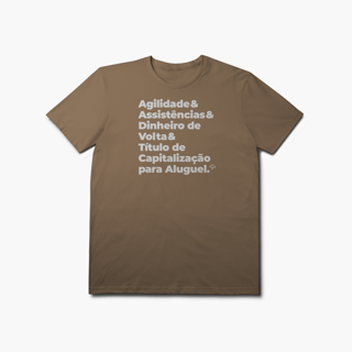 Nome do produto Título de Capitalização para Aluguel - Agilidade, Assistência e Dinheiro de Volta (T-Shirt Prime)