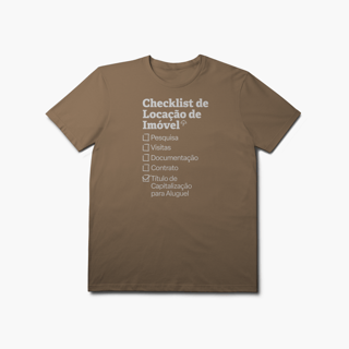 Nome do produto Checklist de Locação de Imóvel com Título de Capitalização para Aluguel (T-Shirt Prime)