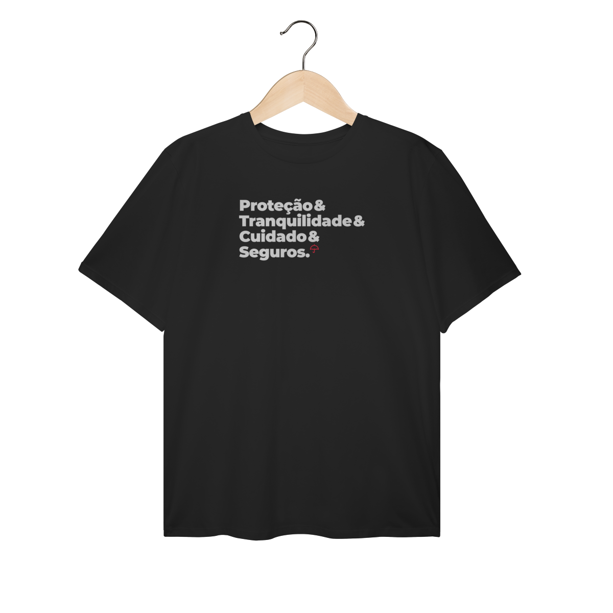 Nome do produto: Seguros - Tranquilidade, Cuidado e Proteção (T-Shirt Plus Size)