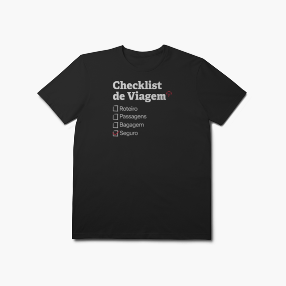 Checklist de Viagem com Seguro Viagem (T-Shirt Prime)