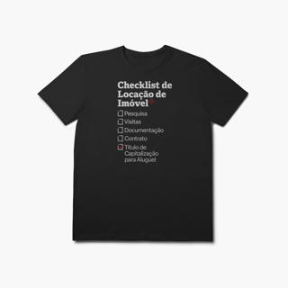 Nome do produto Checklist de Locação de Imóvel com Título de Capitalização para Aluguel (T-Shirt Prime)