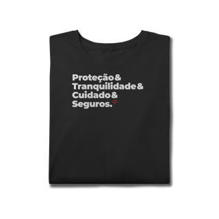 Nome do produto Seguros - Tranquilidade, Cuidado e Proteção (T-Shirt Plus Size)