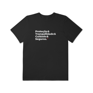 Nome do produto Seguros - Tranquilidade, Cuidado e Proteção (T-Shirt Plus Size)