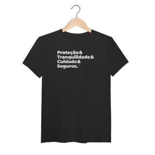 Nome do produto Seguros - Tranquilidade, Cuidado e Proteção (T-Shirt Algodão Pima)