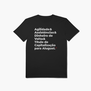 Nome do produto Título de Capitalização para Aluguel - Agilidade, Assistência e Dinheiro de Volta (T-Shirt Algodão Pima)
