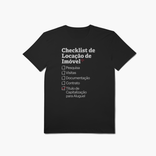 Nome do produto Checklist de Locação de Imóvel com Título de Capitalização para Aluguel (T-Shirt Algodão Pima)