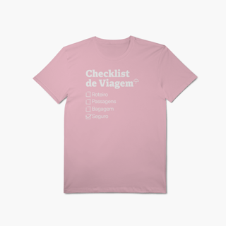 Nome do produto Checklist de Viagem com Seguro Viagem (T-Shirt Algodão Pima)