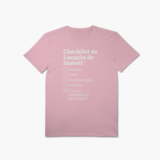 Nome do produto Checklist de Locação de Imóvel com Título de Capitalização para Aluguel (T-Shirt Algodão Pima)