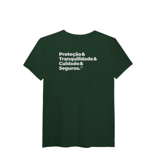 Nome do produto Seguros - Tranquilidade, Cuidado e Proteção (T-Shirt Algodão Pima)