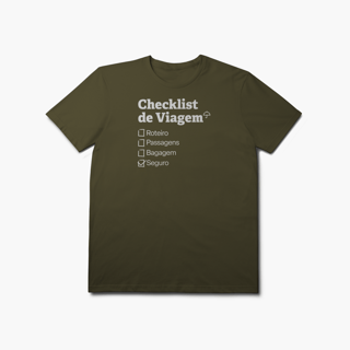 Nome do produto Checklist de Viagem com Seguro Viagem (T-Shirt Prime)
