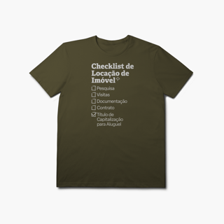 Nome do produto Checklist de Locação de Imóvel com Título de Capitalização para Aluguel (T-Shirt Prime)