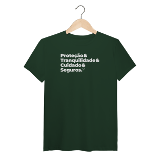 Nome do produto Seguros - Tranquilidade, Cuidado e Proteção (T-Shirt Algodão Pima)