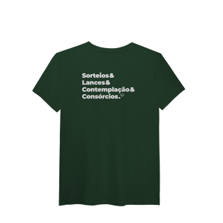 Nome do produto Consórcios - Sorteios, Lances e Contemplação (T-Shirt Algodão Pima)