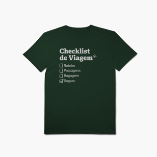 Nome do produto Checklist de Viagem com Seguro Viagem (T-Shirt Algodão Pima)