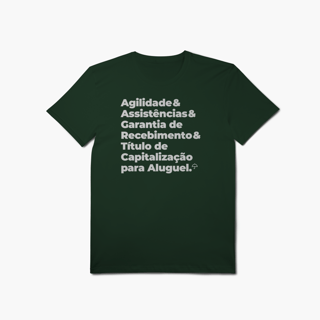 Nome do produto Título de Capitalização para Aluguel - Agilidade, Assistência e Garantia de Recebimento (T-Shirt Algodão Pima)