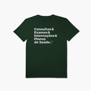 Nome do produto Plano de Saúde - Consultas, Exames e Internações (T-Shirt Algodão Pima)