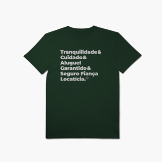 Nome do produto Seguro Fiança Locatícia - Tranquilidade, Cuidade e Aluguel Garantido (T-Shirt Algodão Pima)