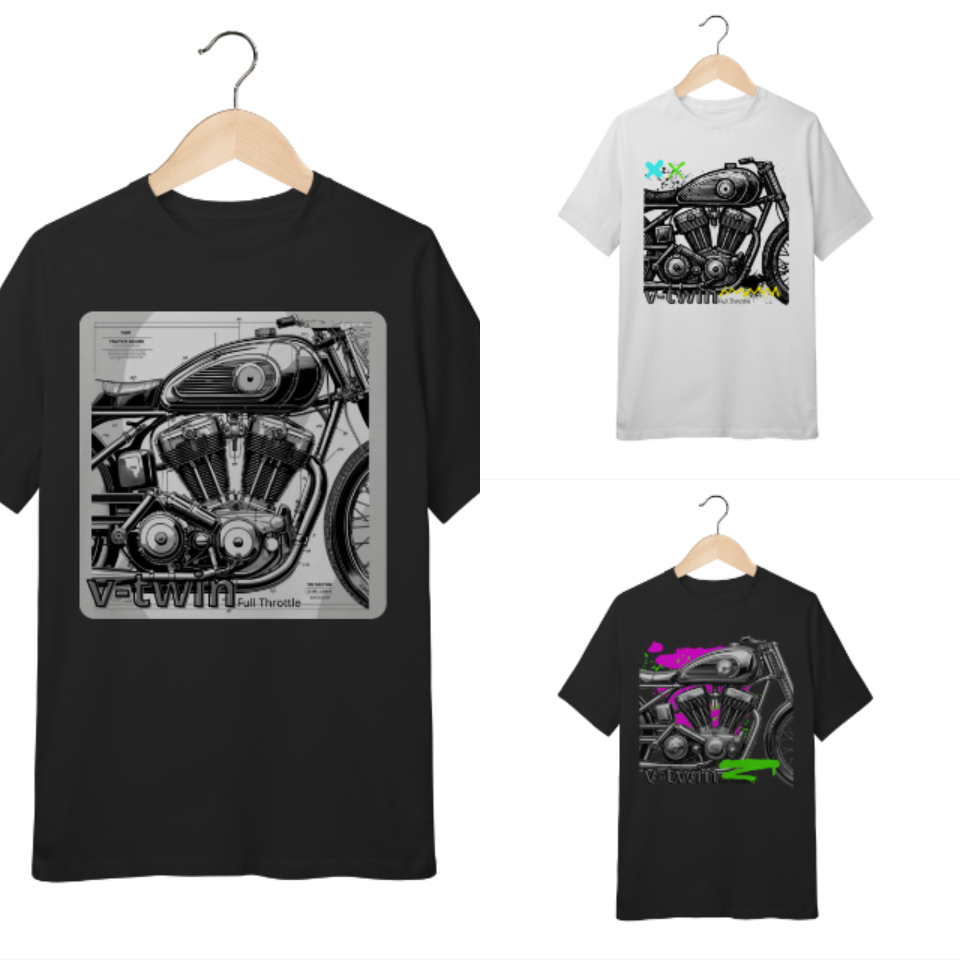 Nome do produto: 3 Camisetas T-Shirt Quality Infantil V-Twin M1, M2 E M3 - 10 a 14 anos