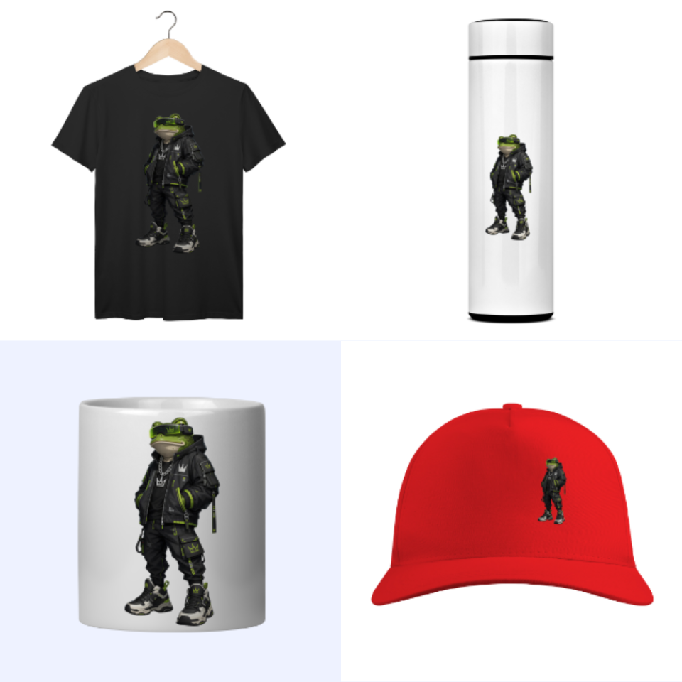Nome do produto: Camiseta T-Shirt Prime + Garrafa Térmica + Xícara + Boné RICH FROG M1