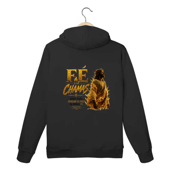 Moletom Canguru Fé em Chamas – Edição Premium | Josué 1:9