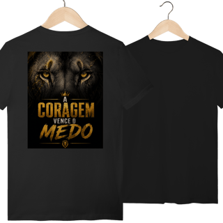 Nome do produto Camiseta Coragem de Leão – A Coragem Vence o Medo