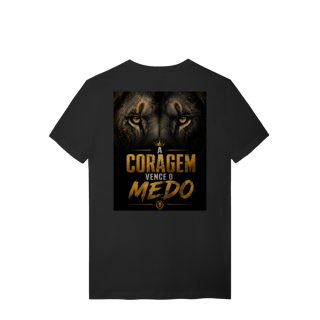Nome do produto Camiseta Coragem de Leão – A Coragem Vence o Medo