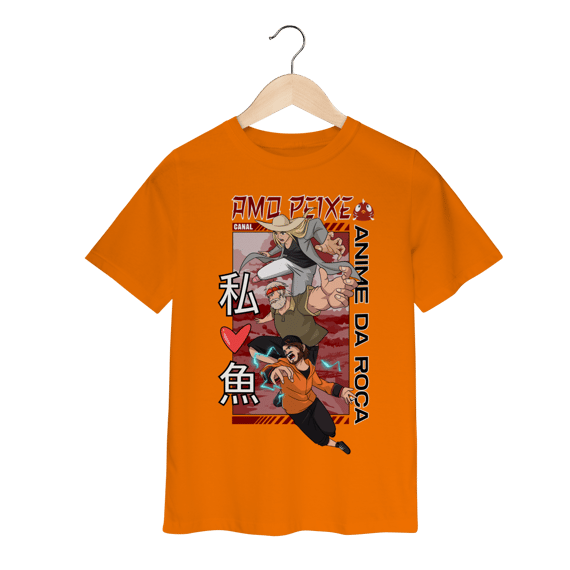 Camiseta Infantil Canal Amo Peixe – Anime da Roça  Arte original criada por artista humano