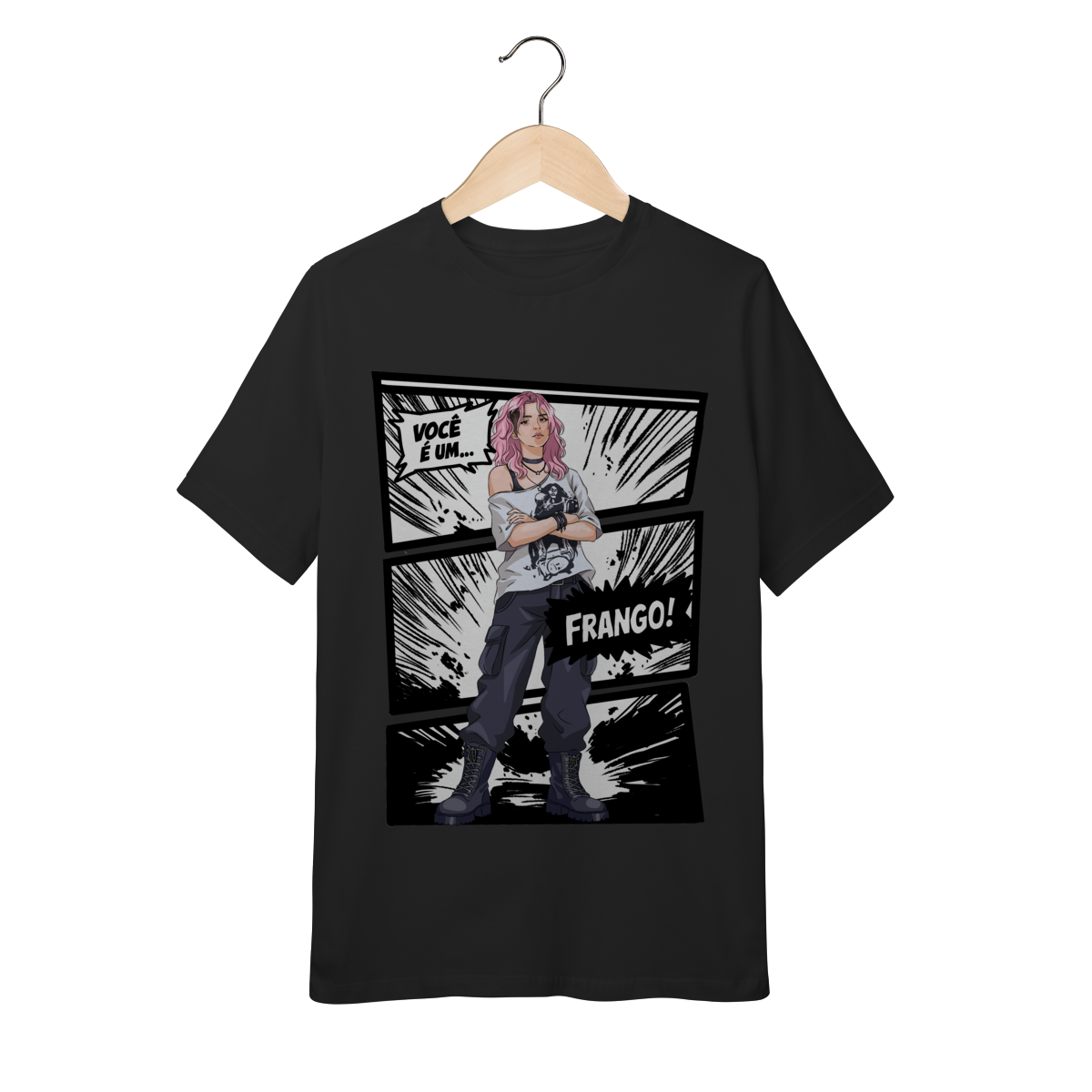 Nome do produto: Camiseta : Você é um Frango” Infantil  (Arte por Artista Humano) Camiseta oficial Canal Amo Peixe 