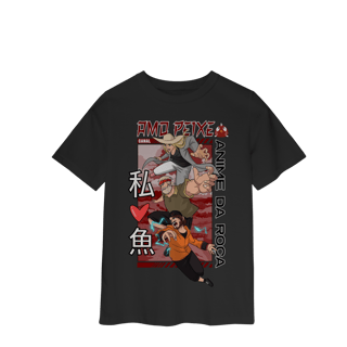 Nome do produto Camiseta Infantil Canal Amo Peixe – Anime da Roça  Arte original criada por artista humano