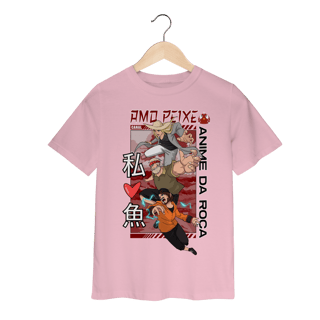 Nome do produto Camiseta Infantil Canal Amo Peixe – Anime da Roça  Arte original criada por artista humano