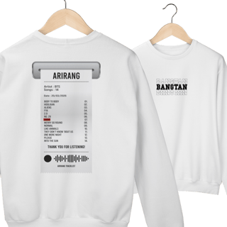 Nome do produto BTS ARIRANG TRACKLIST RECEIPT Moletom 