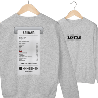 Nome do produto BTS ARIRANG TRACKLIST RECEIPT Moletom 