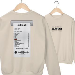 Nome do produto BTS ARIRANG TRACKLIST RECEIPT Moletom 