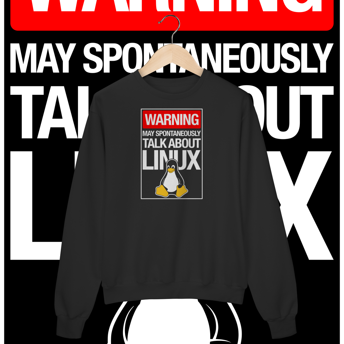 Nome do produto: WARNING MAY SPONTANEOUSLY TALK ABOUT LINUX - MOLETOM FECHADO