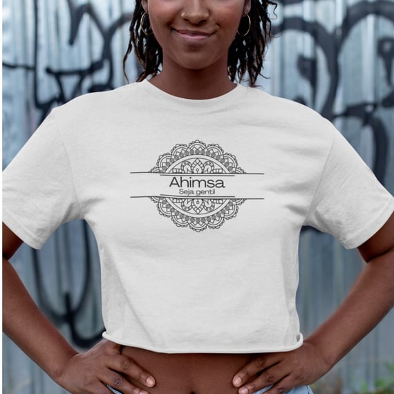 Camiseta Yoga Cropped Ahimsa – Seja Gentil
