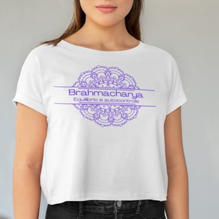Nome do produto Camiseta Yoga Cropped Brahmacharya, Foque no Essencial
