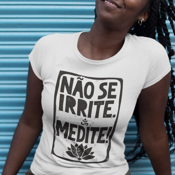 Camiseta de Yoga Meditação Xilogravura Baby Long