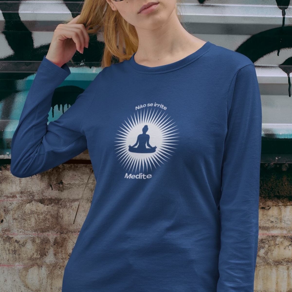 Camiseta de Yoga Meditação Solar Manga Longa UV