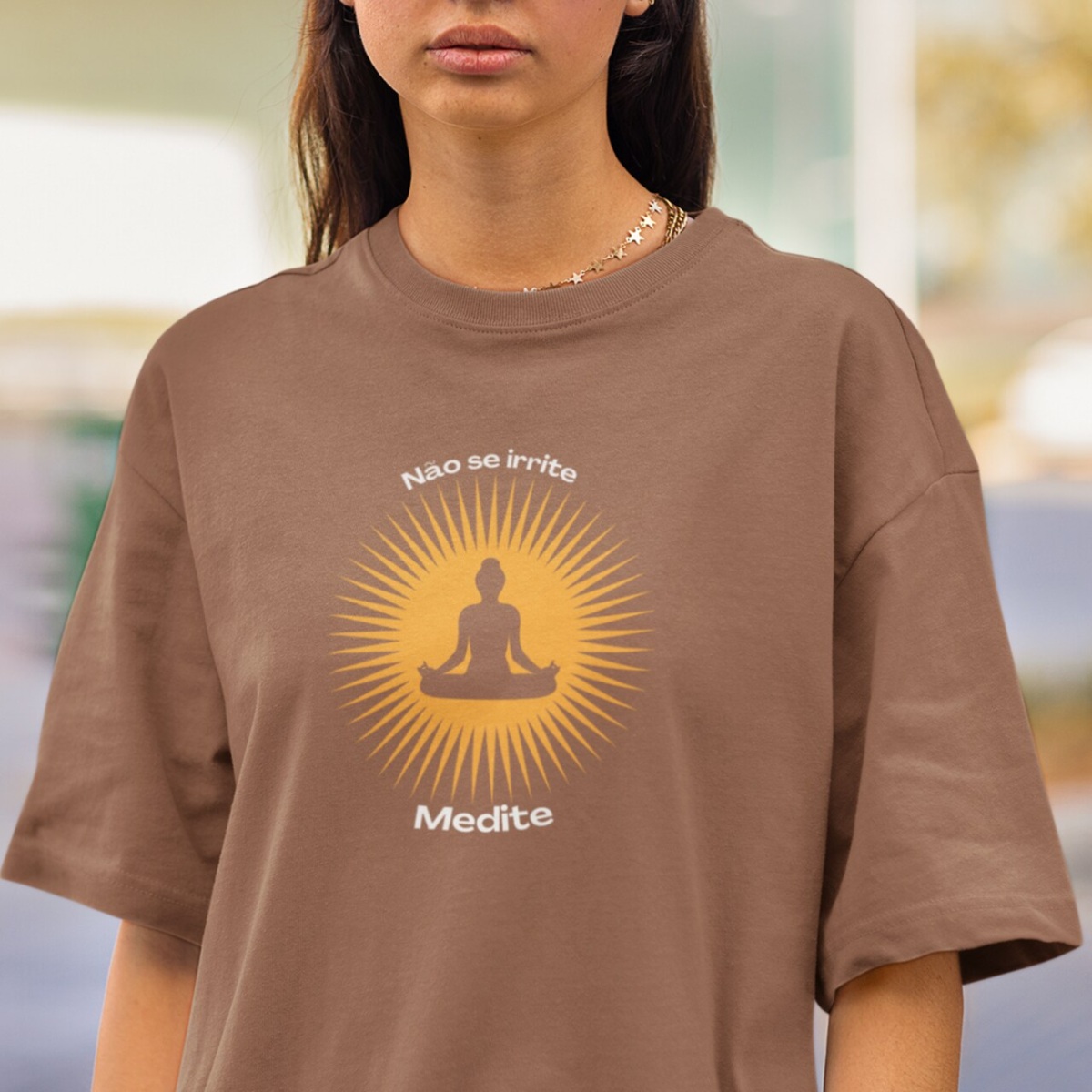 Camiseta de Yoga Meditação Solar Oversized