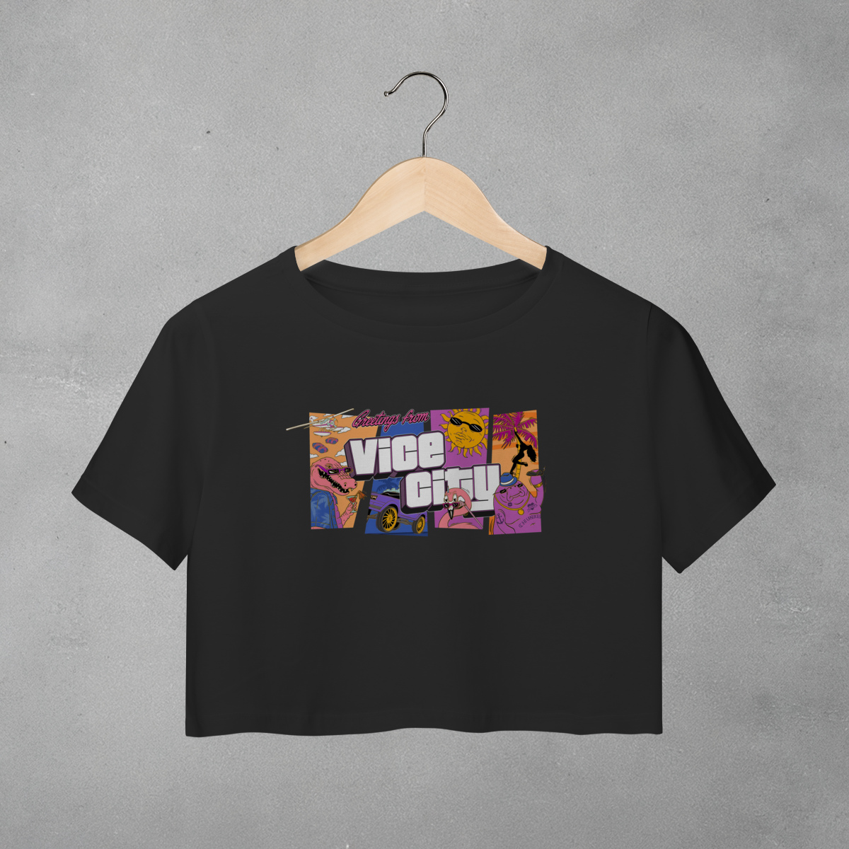 Camiseta Greetings from Vice City - Cropped Standard V2