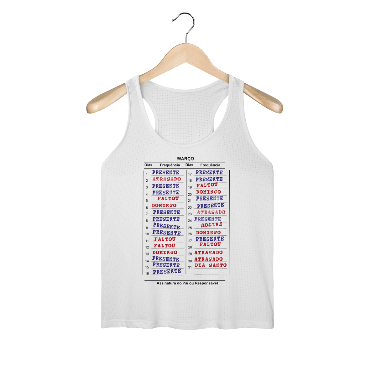 Nome do produto: Regata Profissões: Prof - Caderneta de presença (Regata Fem Sportv Dry Uv)