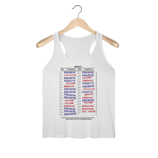 Nome do produto Regata Profissões: Prof - Caderneta de presença (Regata Fem Sportv Dry Uv)