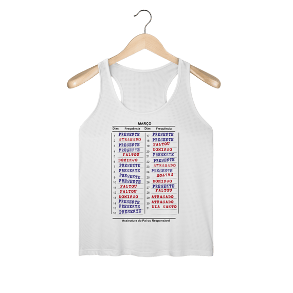 Regata Profissões: Prof - Caderneta de presença (Regata Fem Sportv Dry Uv)