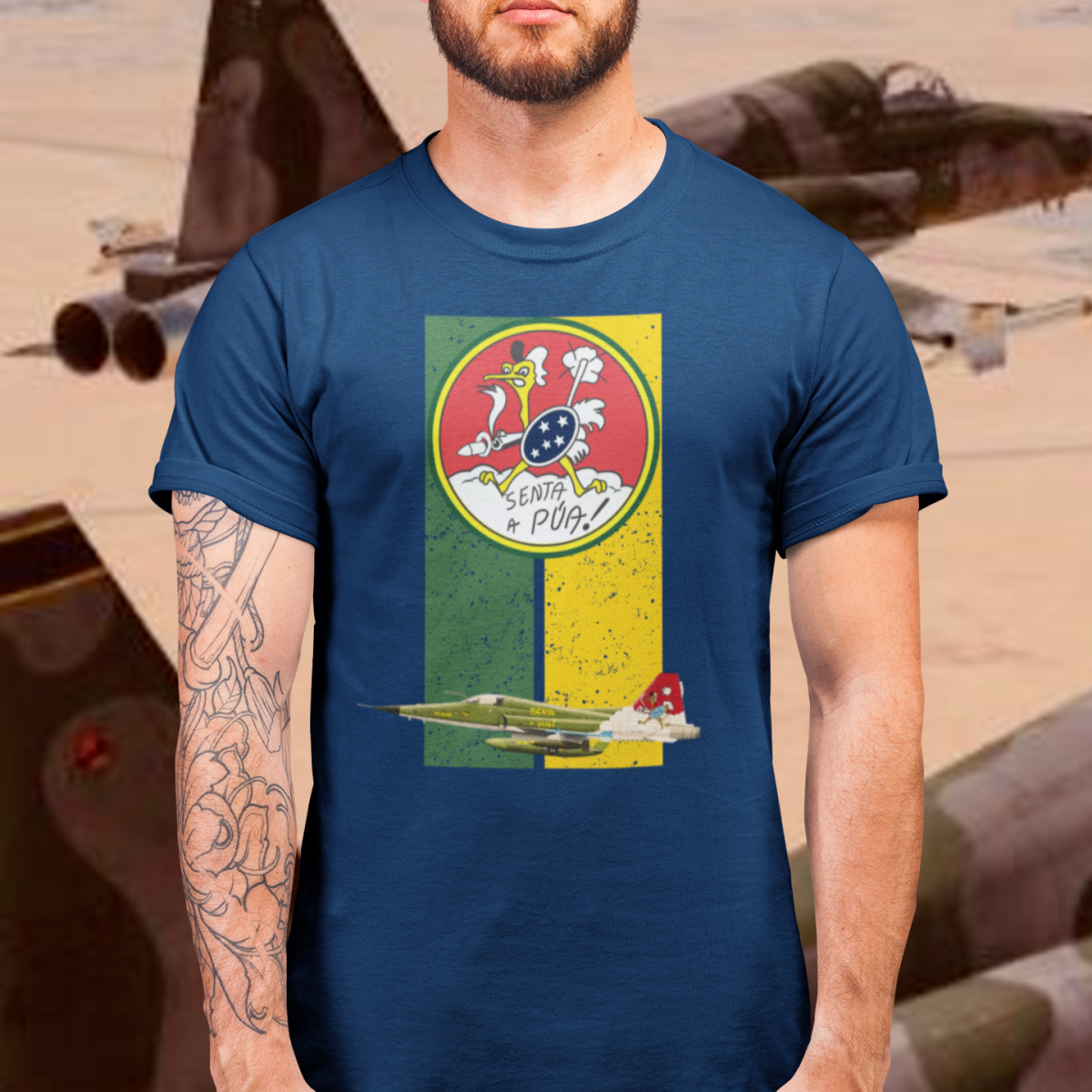 Nome do produto: Camiseta 1º GAV Senta a Pua | Caça F-5 da FAB