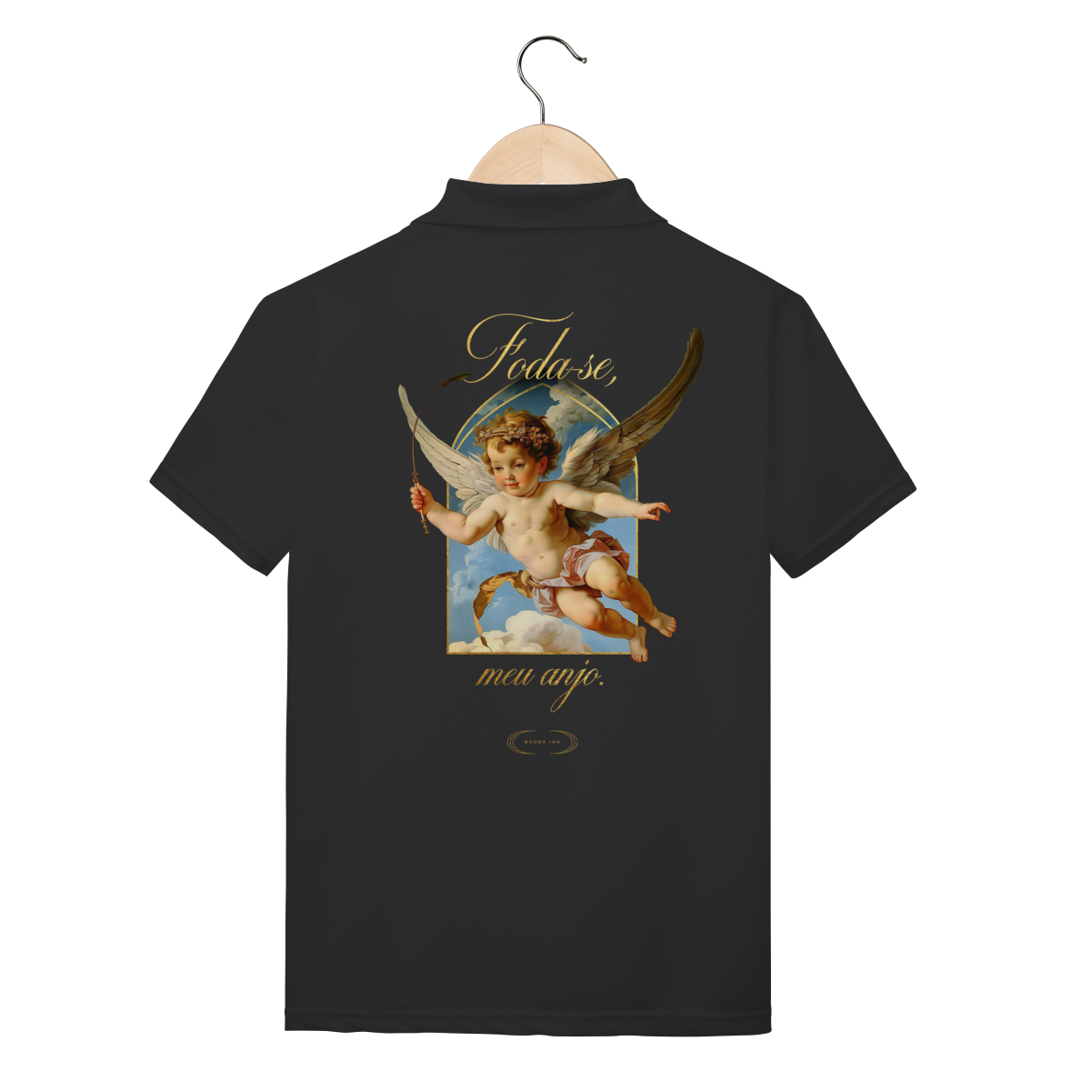 Polo “Foda-se, meu anjo.” Nome do produto: Polo “Foda-se, meu anjo.”